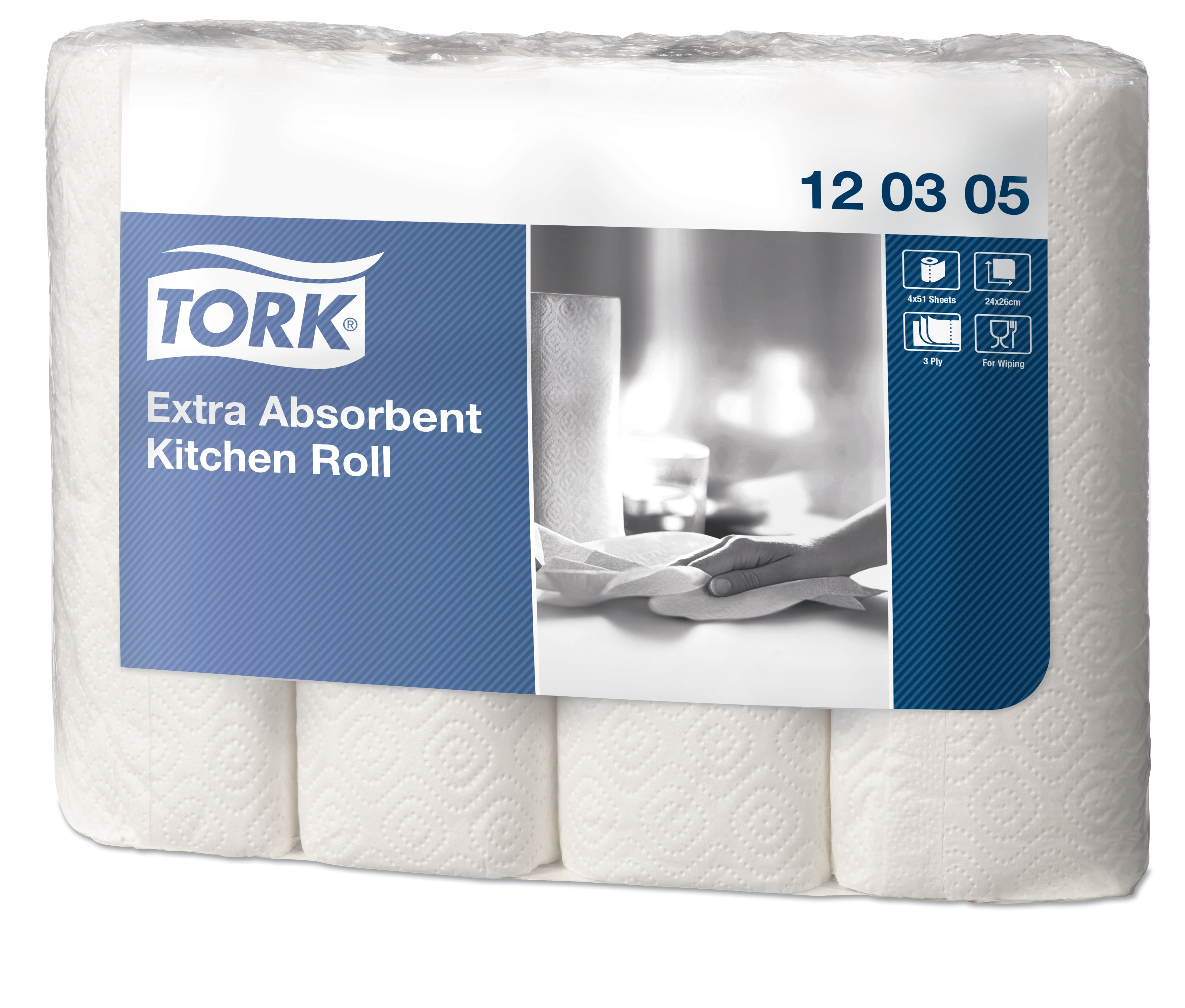 TORK Køkkenrulle 3-lag 12,2 m 12 x 4 rl Premium H:26 cm (120305)