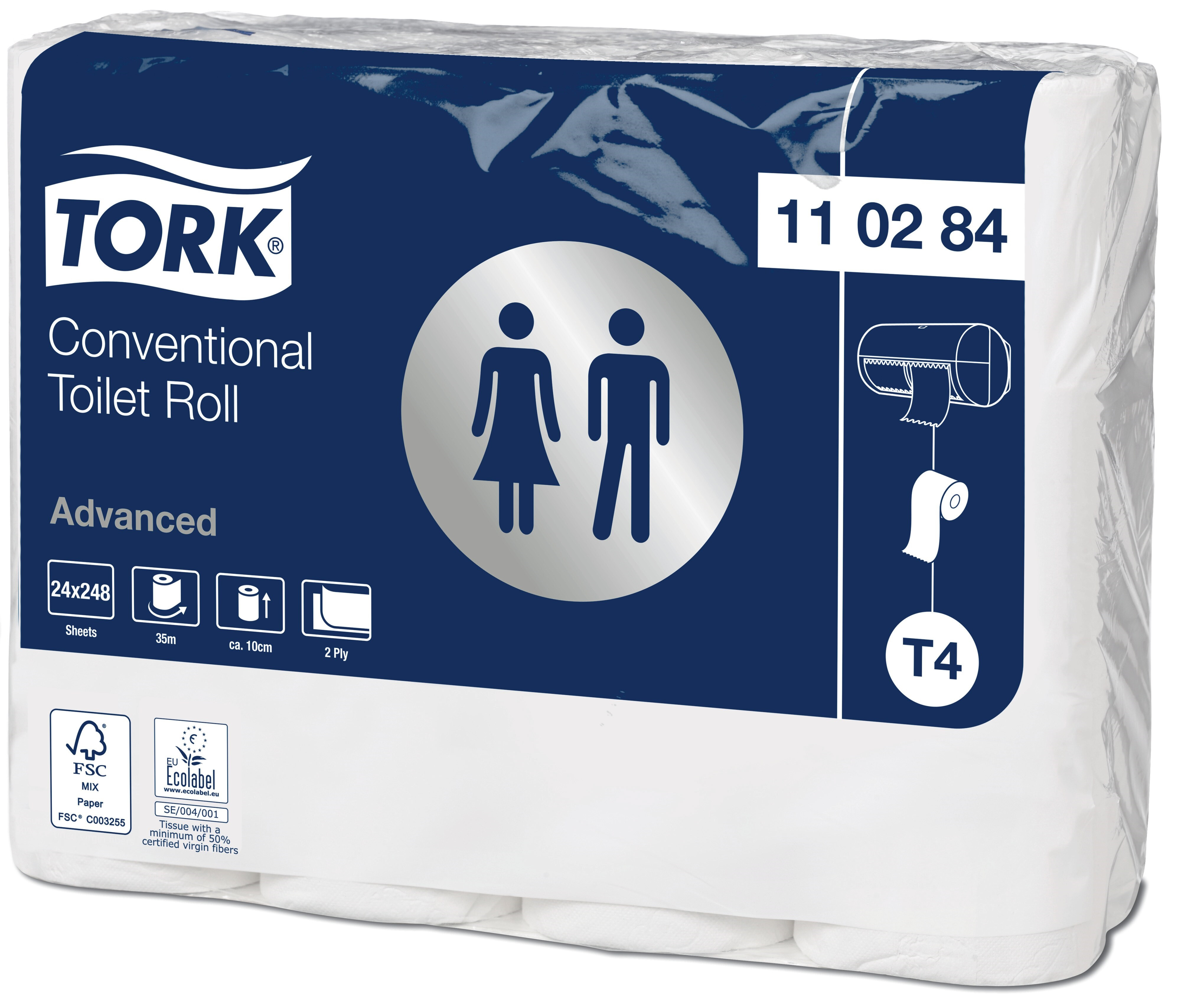 TORK Toiletpapir T4 2-lag P 34,7m 24 rl Hvid Advanced (110284)
