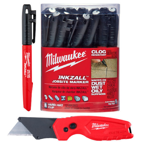 Milwaukee Inkzall permanent marker 36stk ink. foldekniv (48223100 + 4932471356)