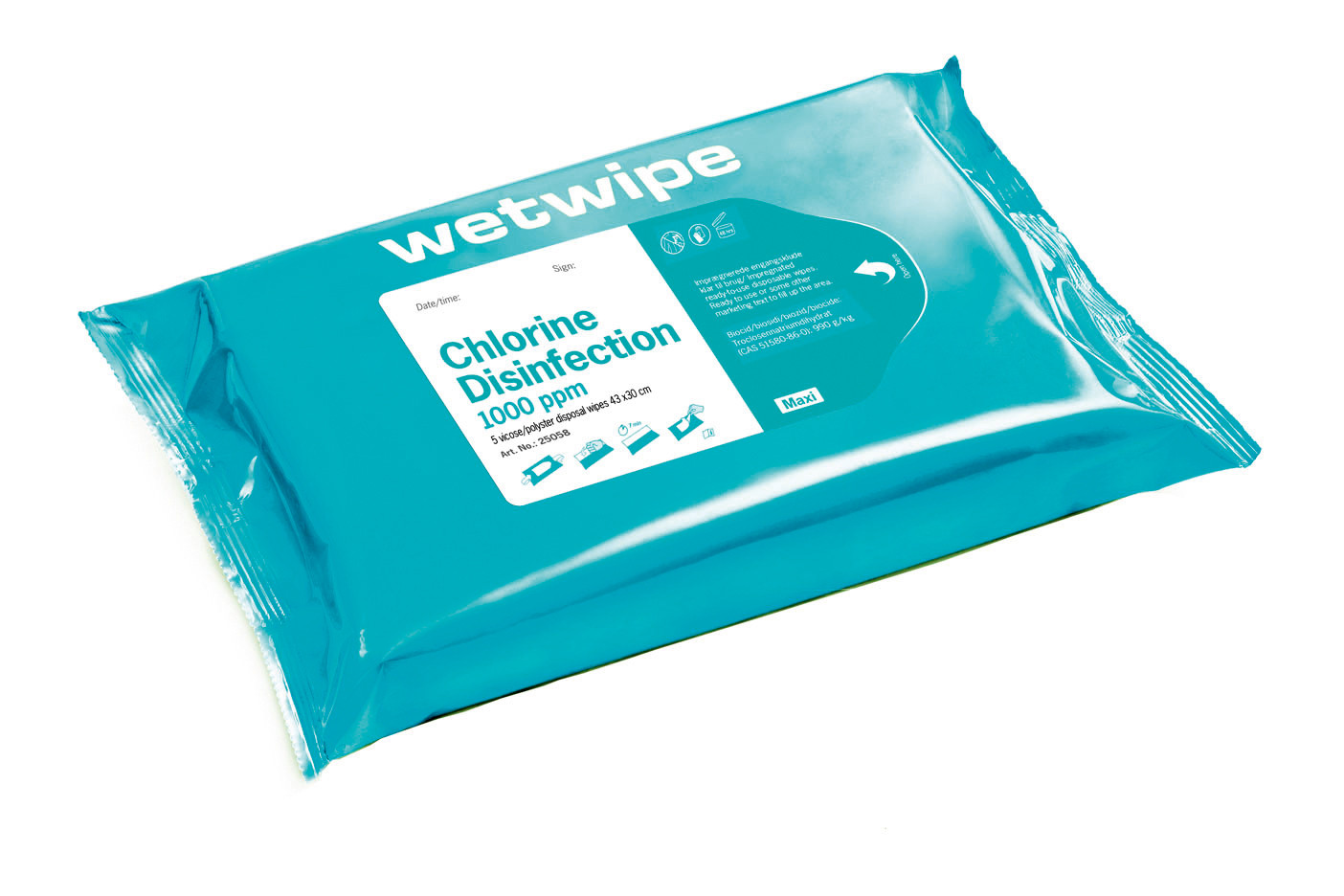 Wet Wipe Desinfektion m/klor 5 stk Desinfektionsserviet 30 x 43 cm