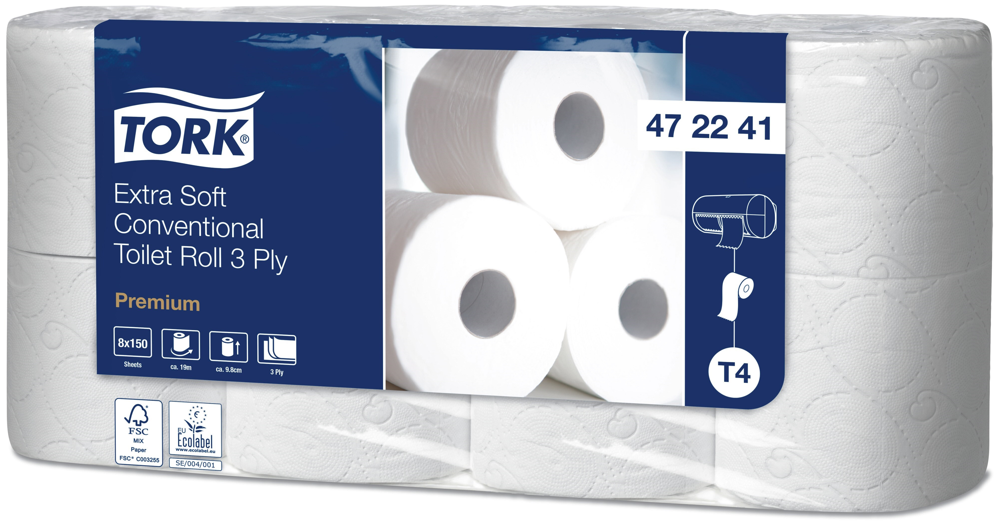 TORK Toiletpapir T4 3-lag P 19 m 56 rl Hvid Premium (110319)