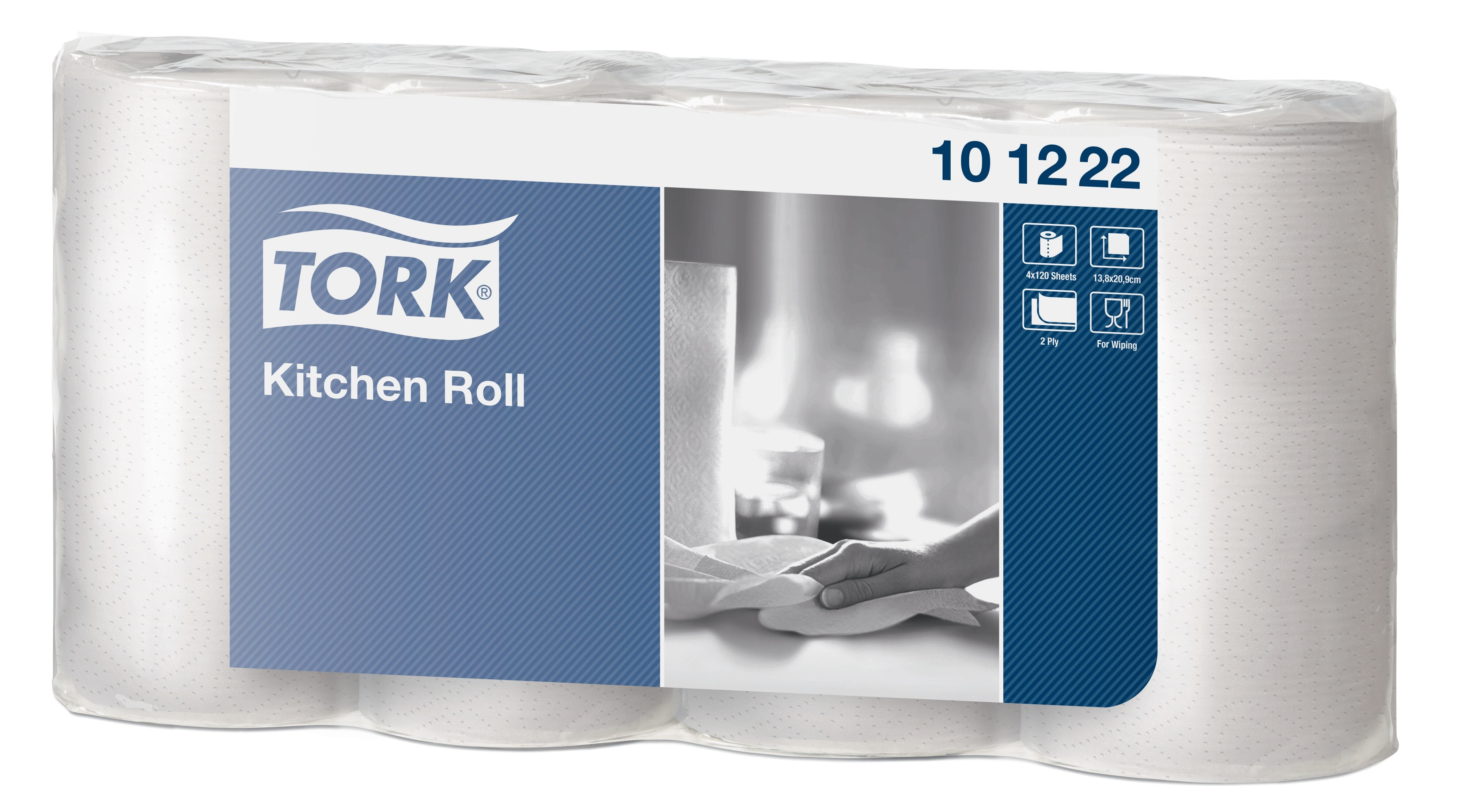 TORK Køkkenrulle 2-lag 16,6 m 8 x 4 rl Plus H:20,9 cm Korte ark (101222)