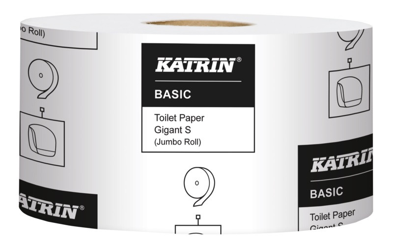 Katrin Toiletpapir Jumbo Mini 1-lag Hvid 265 m Basic Ø18,5 cm 12 rl (117873)