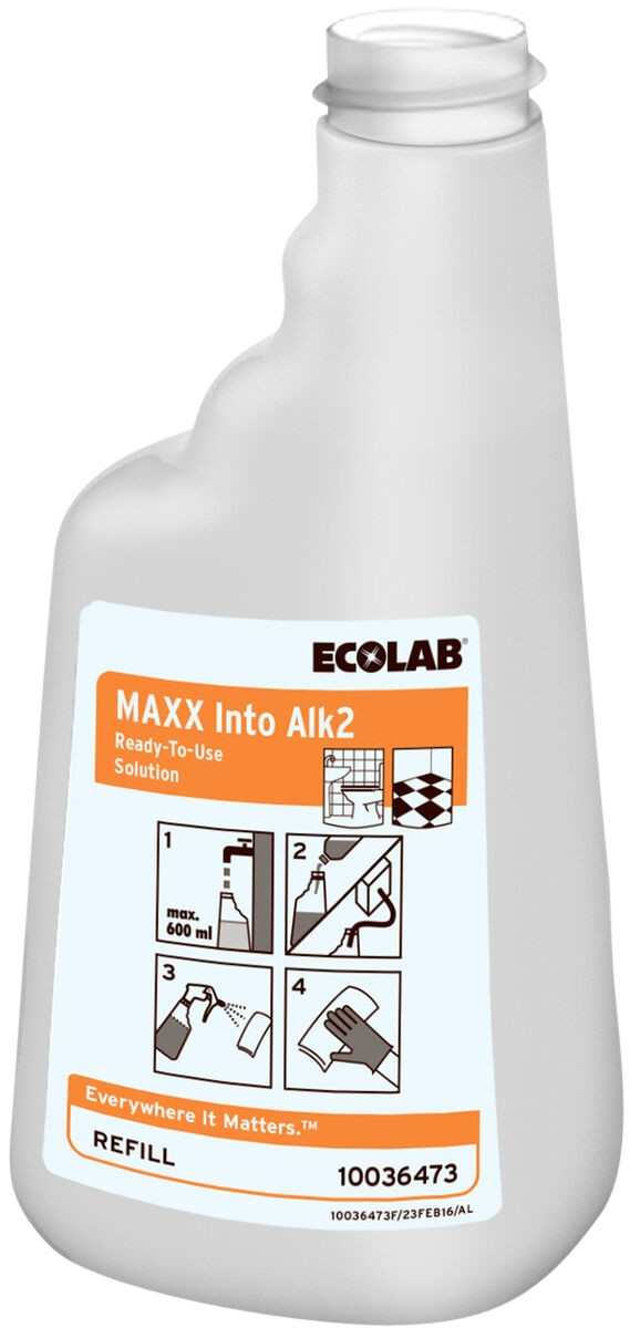 Se Ecolab Flaske til Maxx Into Alk 2 6 stk 650 ml (10036473) hos BLITE