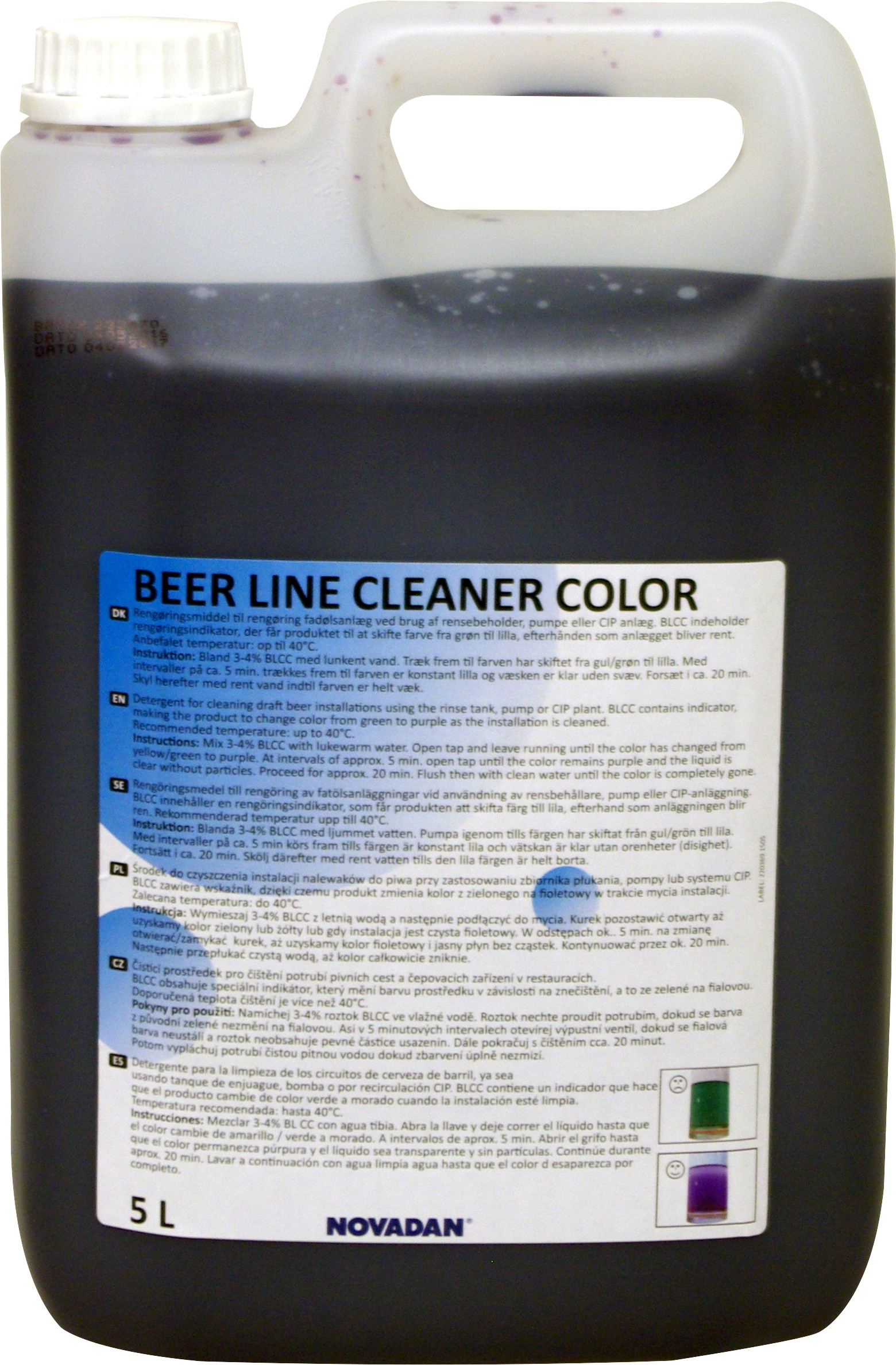 Fadølsrengøring, Novadan Beer Line 3x5l Cleaner med klor og farve, uden parfume