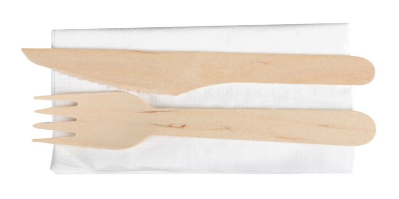 Bestiksæt, Birketræ, 400 sæt Kniv, gaffel, serviet, 16 cm