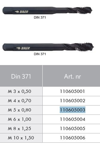 BAER Spiraltap DIN 371 M5 x 0,80 VAP (110605003)