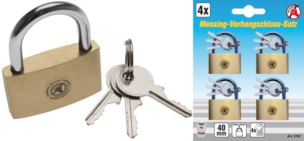 BGS Messing hængelas 30mm med 3 nøgler (3096)