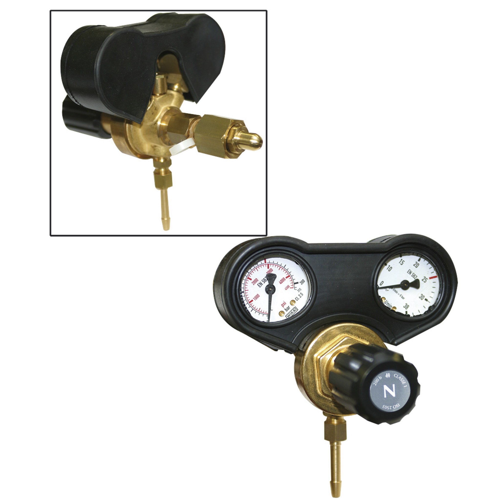 GYS Gas Manometer m/ dobbelt ventil ventiler med gummi for bedre beskyttelse