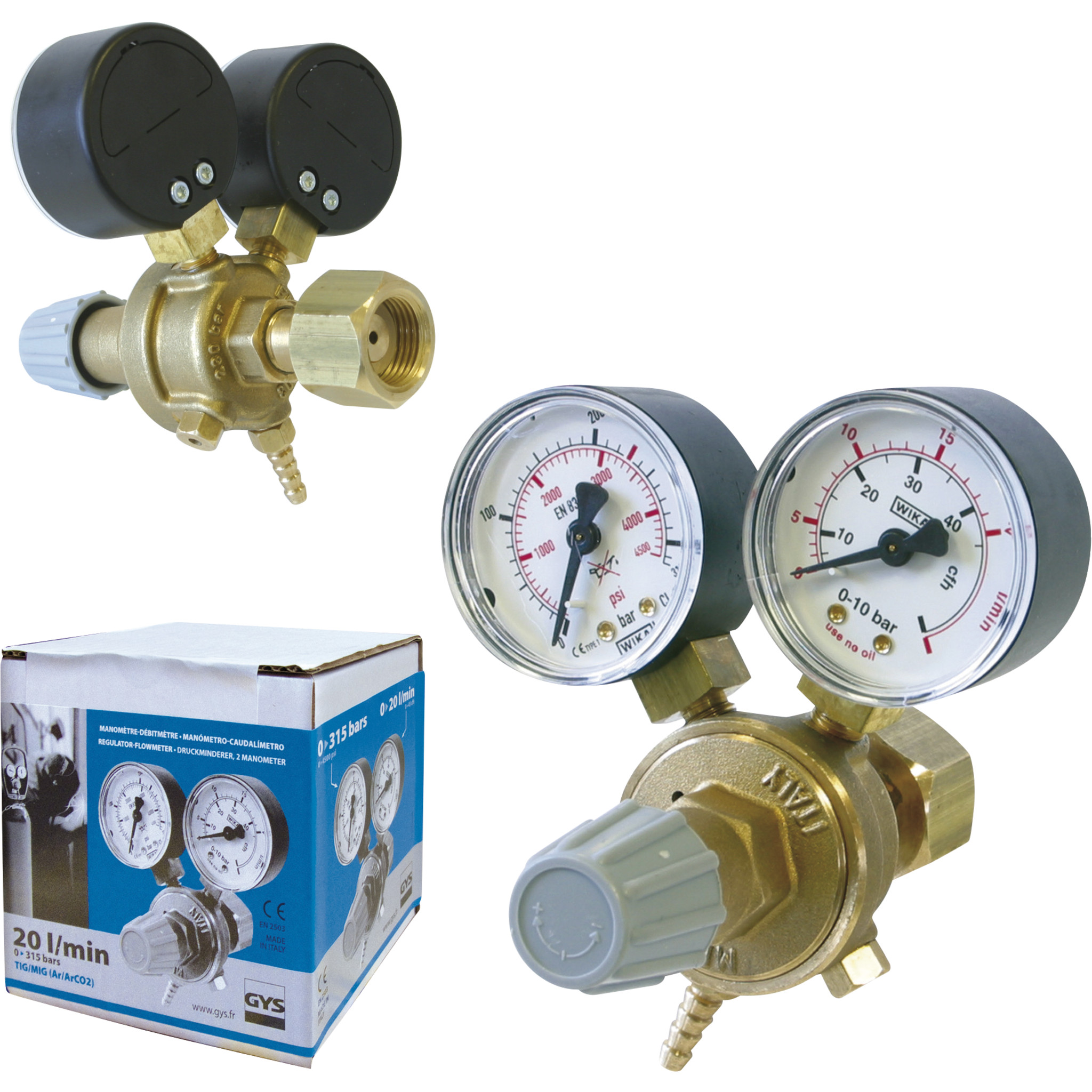 GYS Manometer m/ dobbelt ventil til 20L (040267)