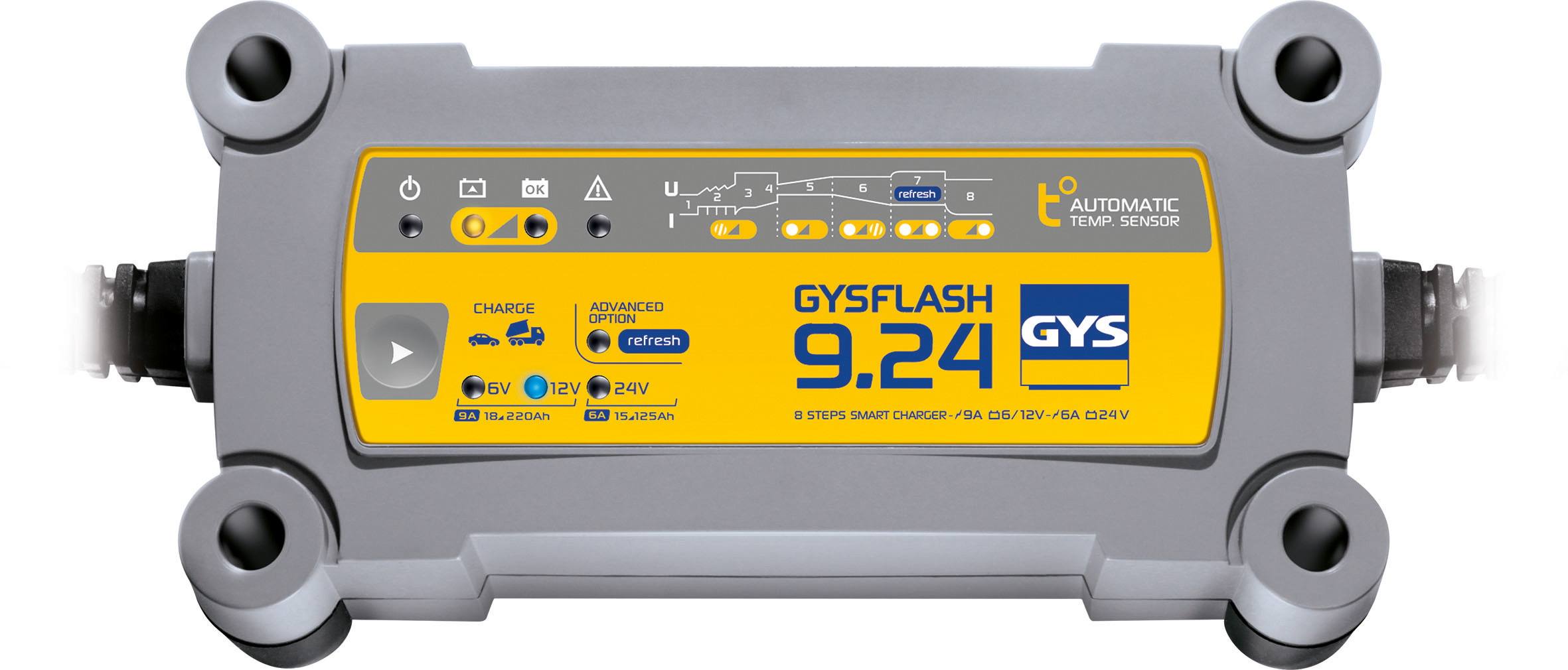 Gysflash 9,24 6-24v lader 6/12v 9A 24V 6A (029477)