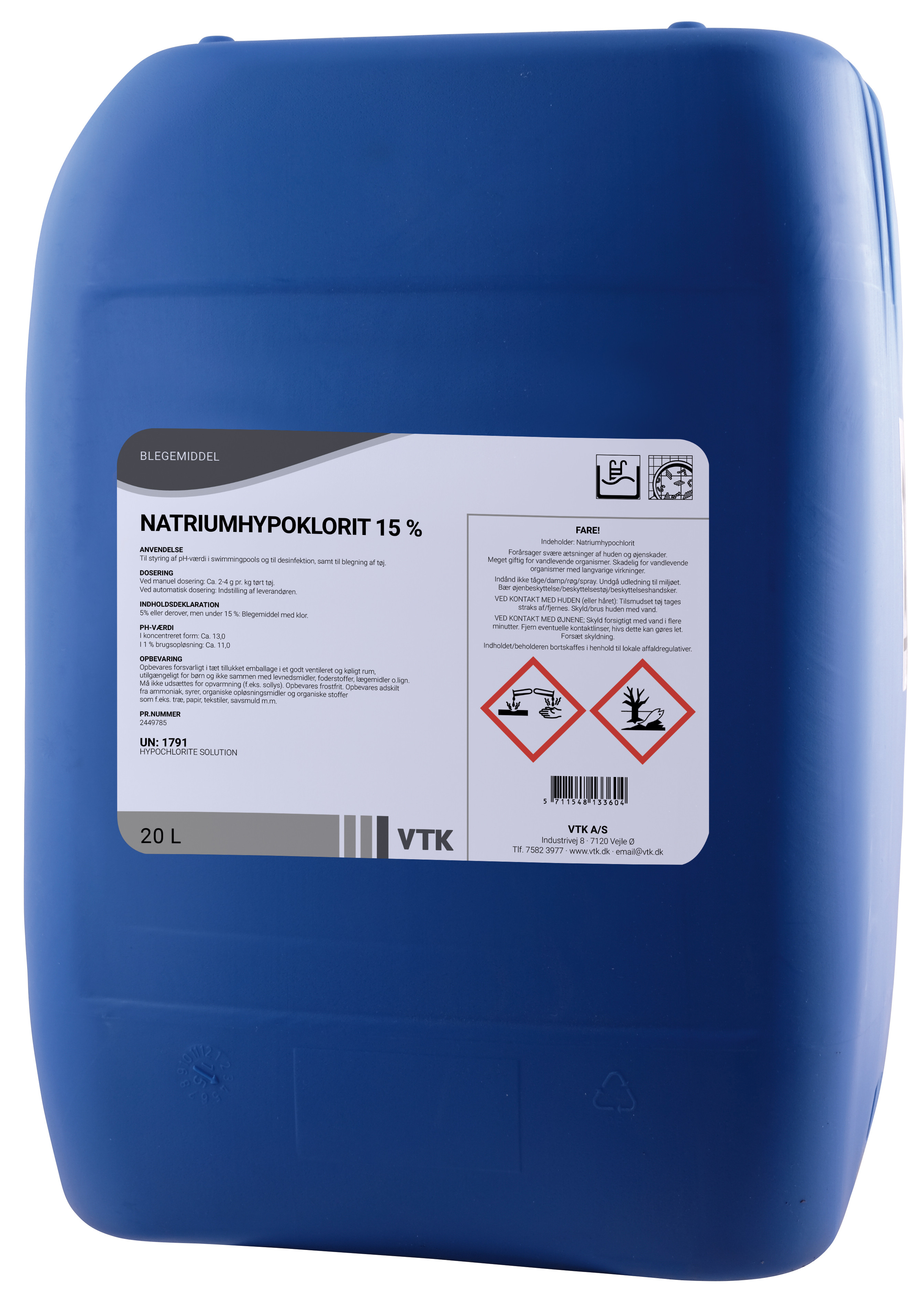 Se VTK Klor/Natriumhypochlorit 15% 20 l (00013360) hos BLITE