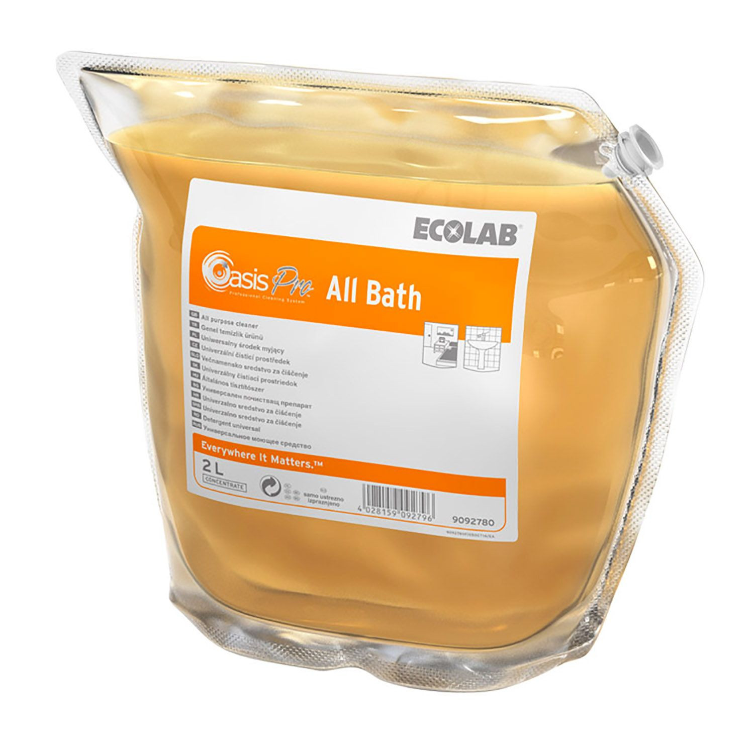 Se Ecolab Oasis Pro All Bath orange 2 x 2 l Sanitetsrengøring med parfume (9091800) hos BLITE