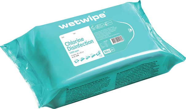 Wet Wipe Mini Overfladedesinfektion10stk 30x20cm, Aqua  97%, aktivt klor
