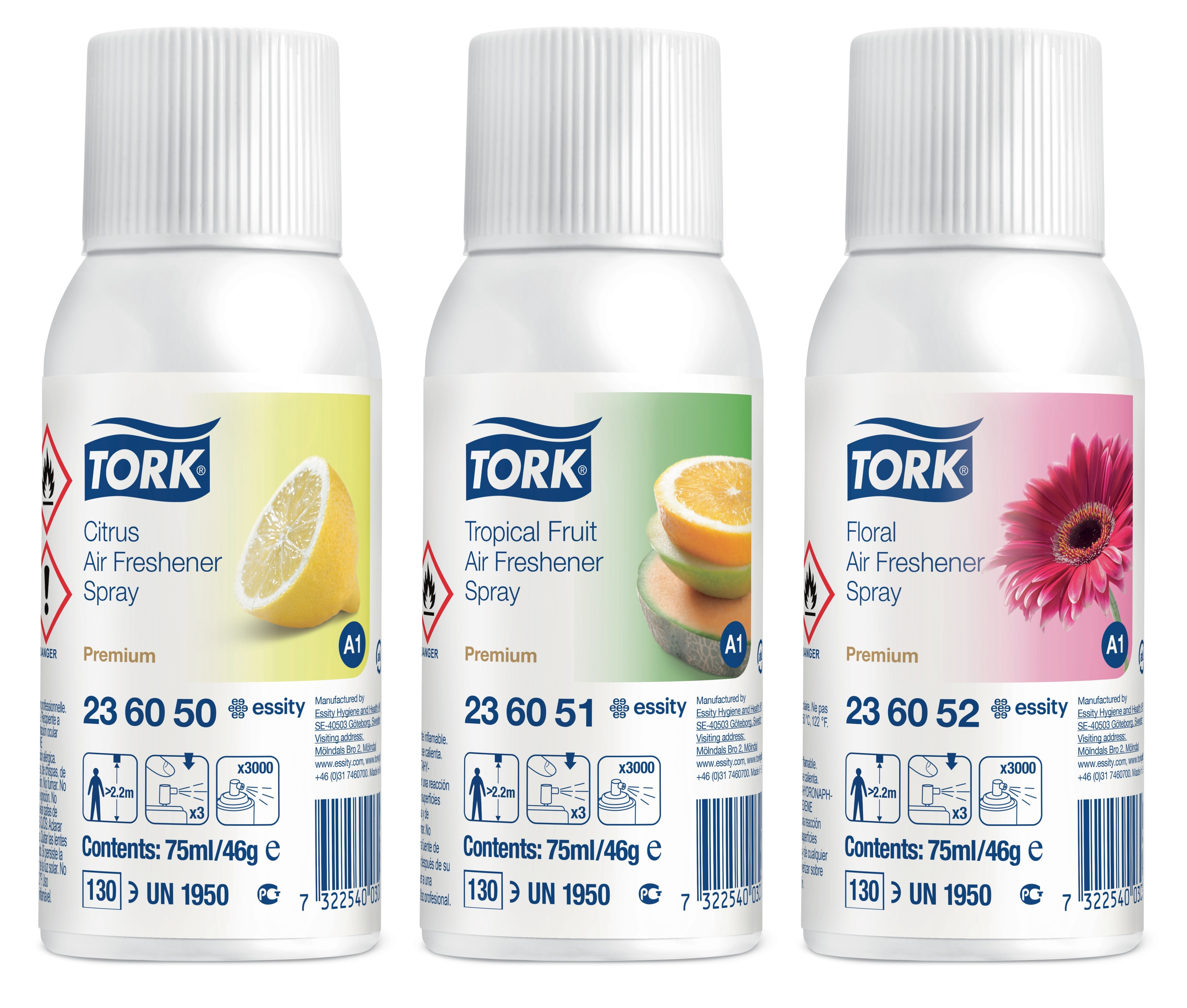 TORK Airfreshener A1 Blandet 12 stk Refill Citrus, Blomst og Tropisk(236056)