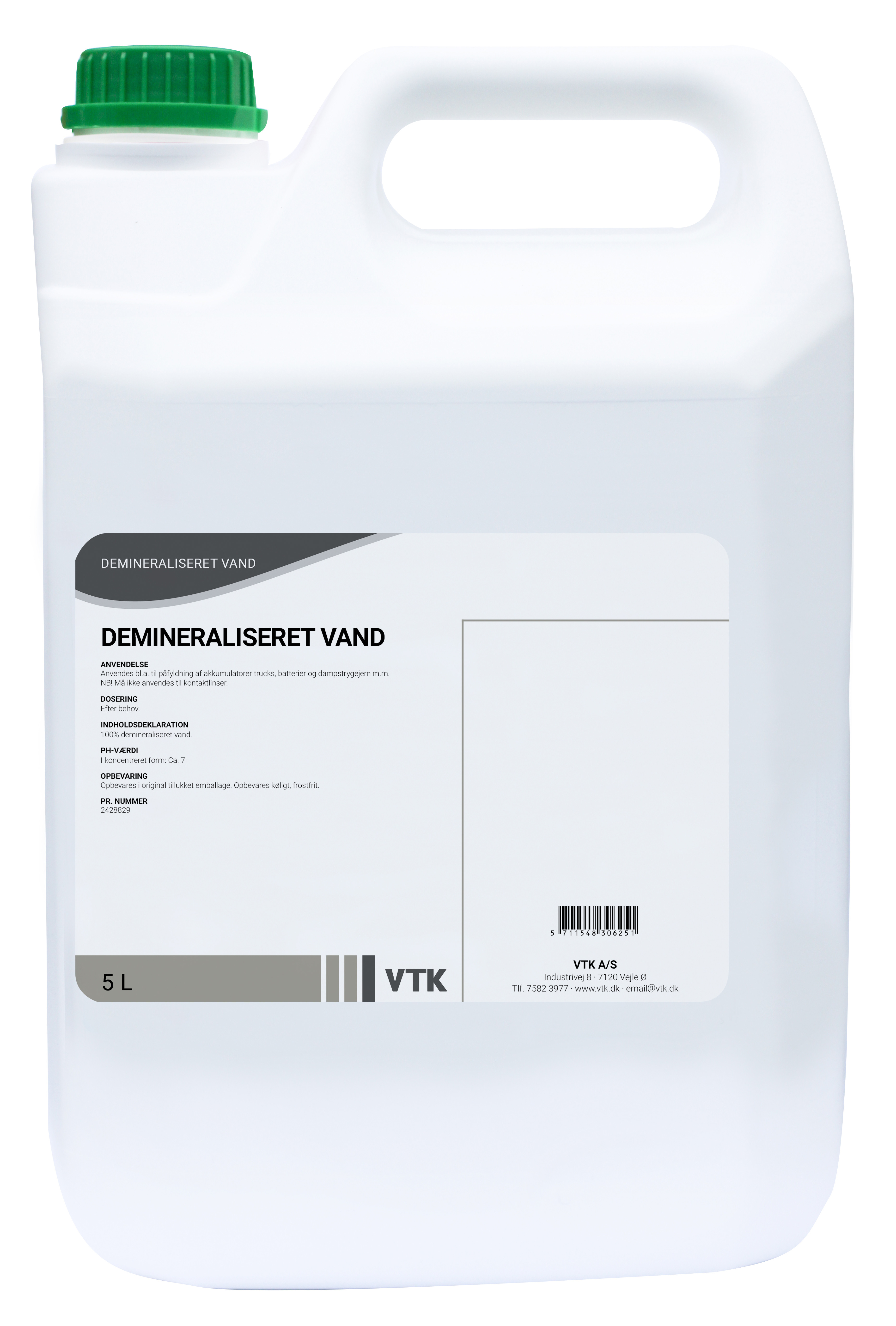 VTK Demineraliseret Vand 5 l Uden kalk, mineraler mv (00030625)