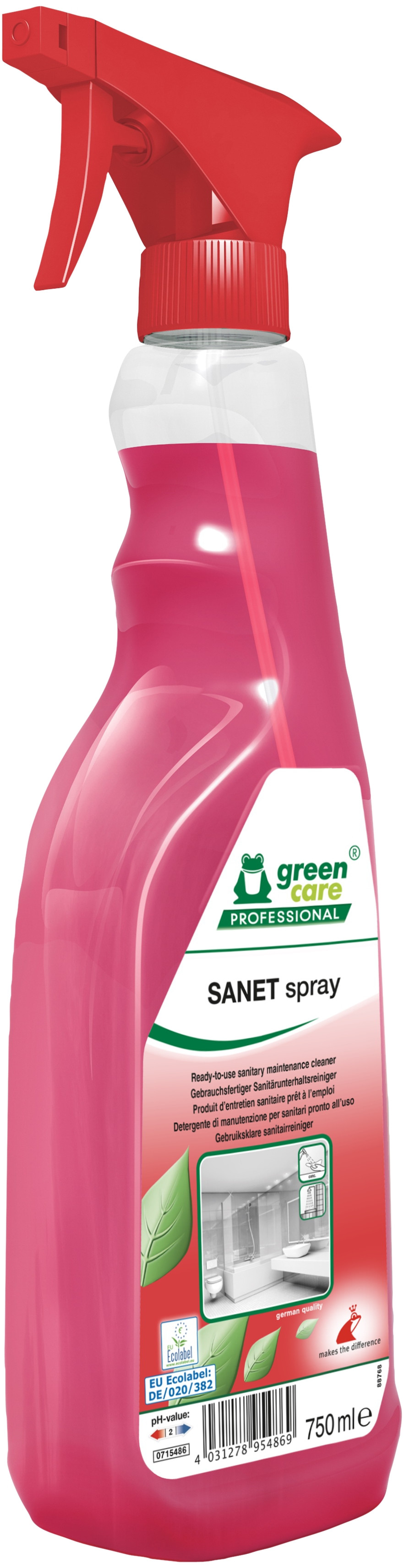 Green Care Sanet Spray 750 ml 10 stk Sur/afkalkende med farve og parfume