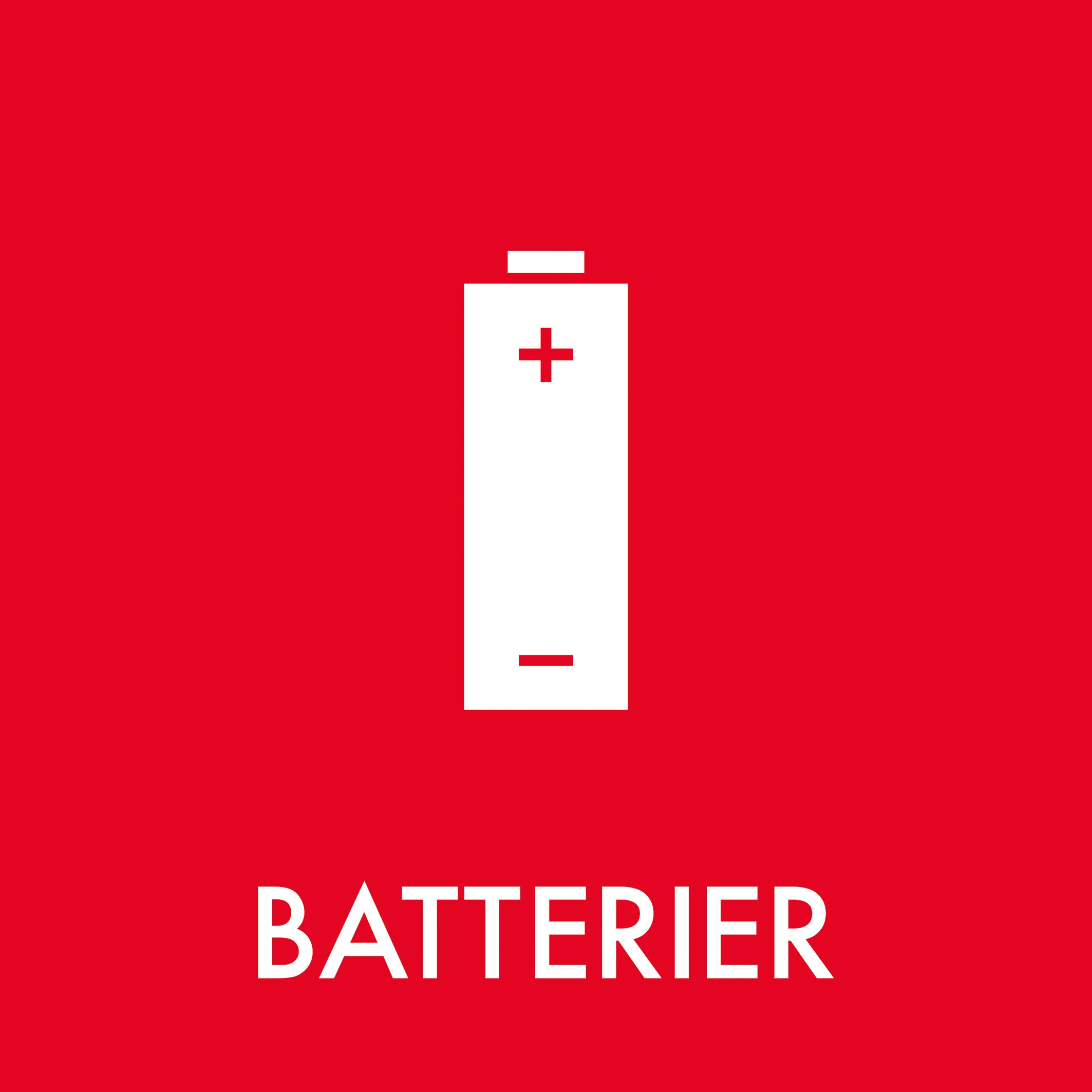 Piktogram Batterier Rød 12 x 12 cm Selvklæbende, blank, runde hjørner