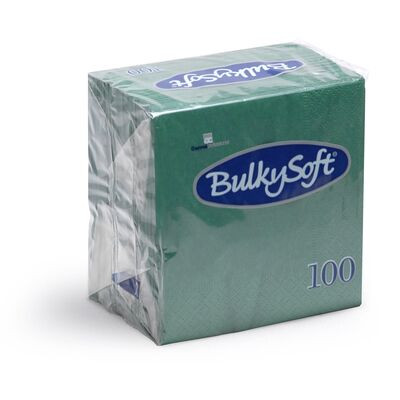 Se BulkySoft Serviet 3-lag 40x40 cm Grøn 1/4 fold 100 stk (32033) hos BLITE
