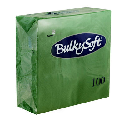 Se BulkySoft Serviet 2-lag 33x33 cm Grøn 1/4 fold 100 stk (32390) hos BLITE