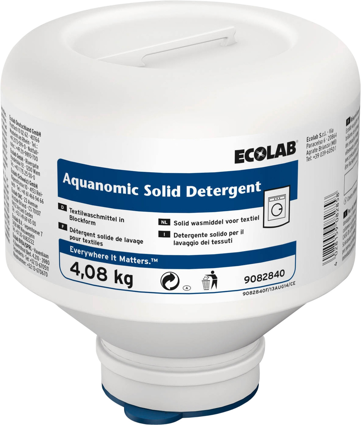 Ecolab Aquanomic Solid 4 x 4,08 kg Tøjvask uden parfume (9082860)