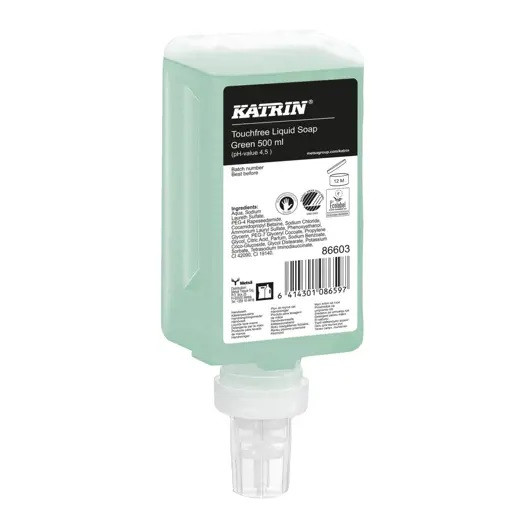 Se Katrin Green Touchfree Cremesæbe 12x500 ml Uden farve, med parfume (86603) hos BLITE