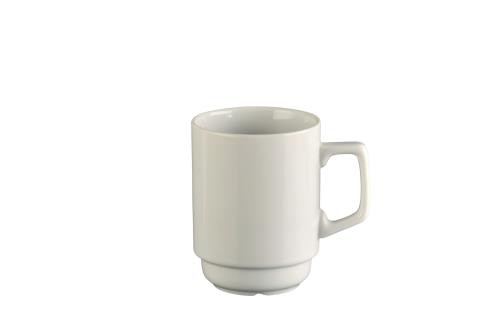 Kaffekrus hvid porcelæn 6 stk Stabelbar Ø70 x 95 mm, 23 cl