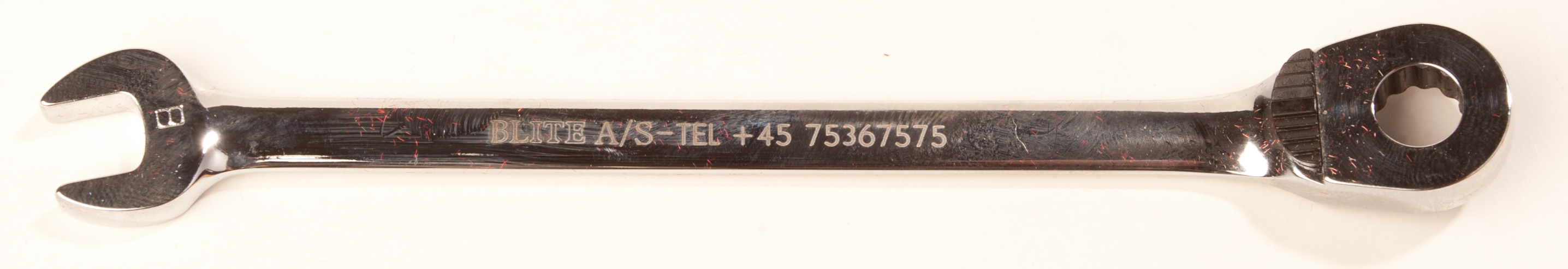 Stjernegaffelnøgle 8 mm m/skralde og omskift