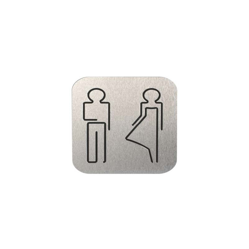 Toiletskilt symbol unisex i aluminium 10x10 cm