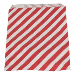 Slikpose, rød/hvid, papir, 1000 stk Papirspose12 x 17,5 cm