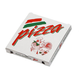 Pizzaæske 30x30x3 cm 54x100 stk Hvid med print
