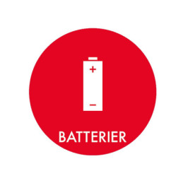 Piktogram Batterier, Rød 15 x 15 cm Selvklæbende blank