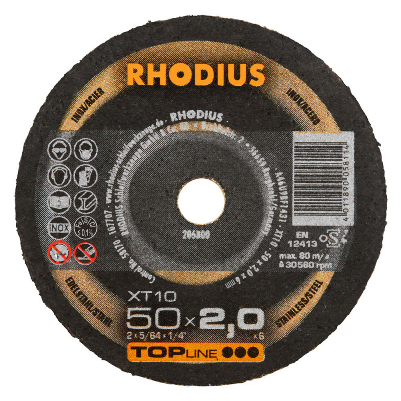 RHODIUS Skæreskive XT 10 MINI 25 stk. Ø50x2 mm 6mm (206800)