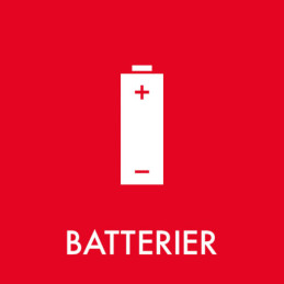 Piktogram Batterier Rød 12 x 12 cm Selvklæbende, blank, runde