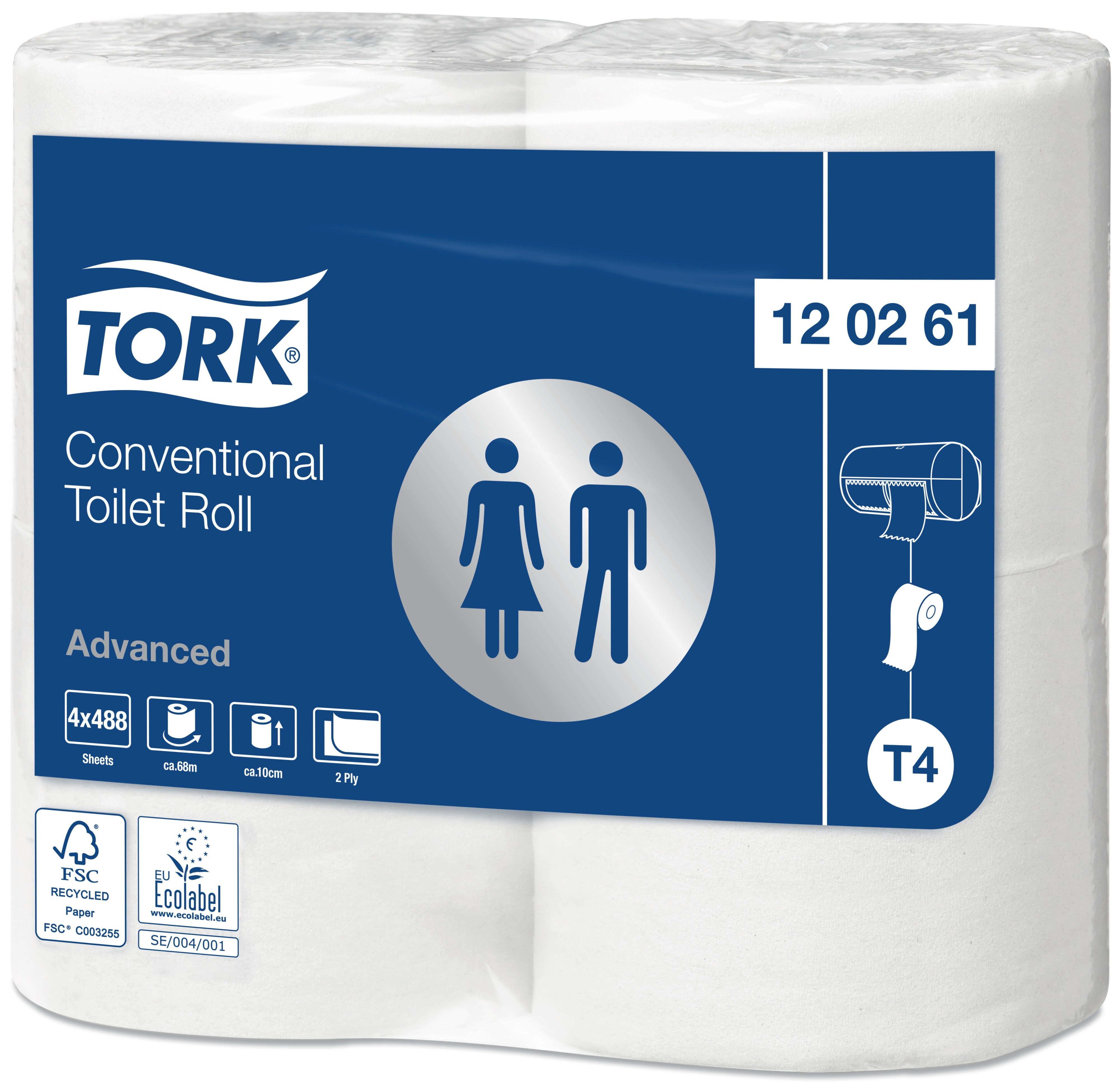 11: TORK Toiletpapir T4 2-lag P 68,3 m 24 rl Hvid Advanced (120261)