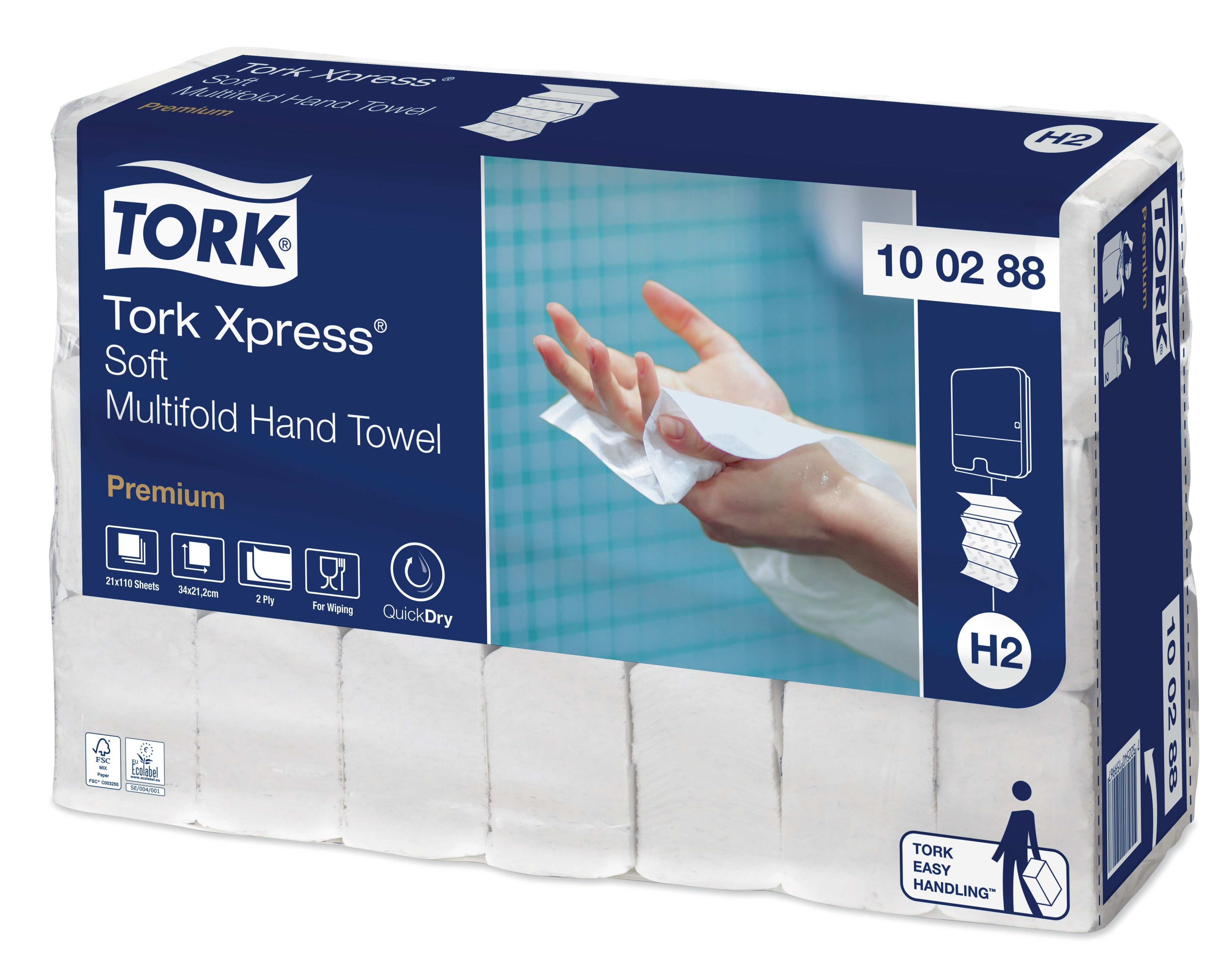 12: TORK Handklædeark H2 2-lag 2310 ark Hvid Xpress Multifold Premium (100288)